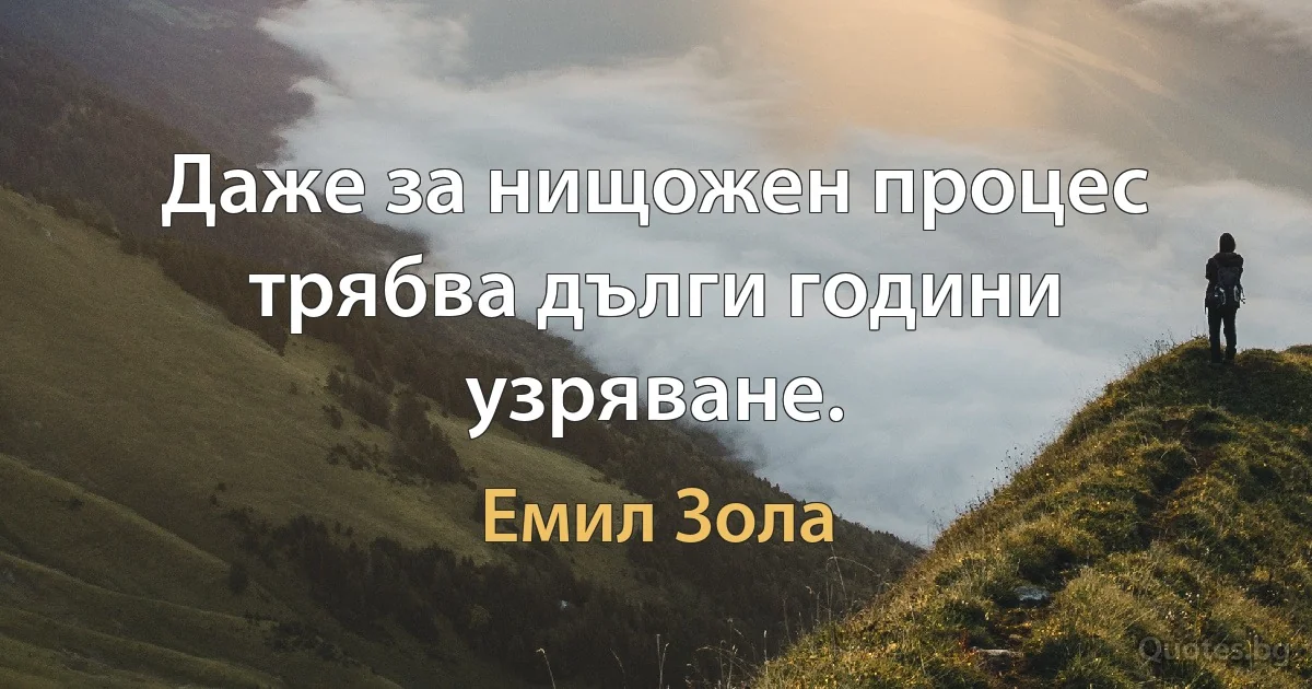 Даже за нищожен процес трябва дълги години узряване. (Емил Зола)