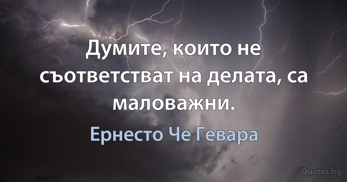 Думите, които не съответстват на делата, са маловажни. (Ернесто Че Гевара)