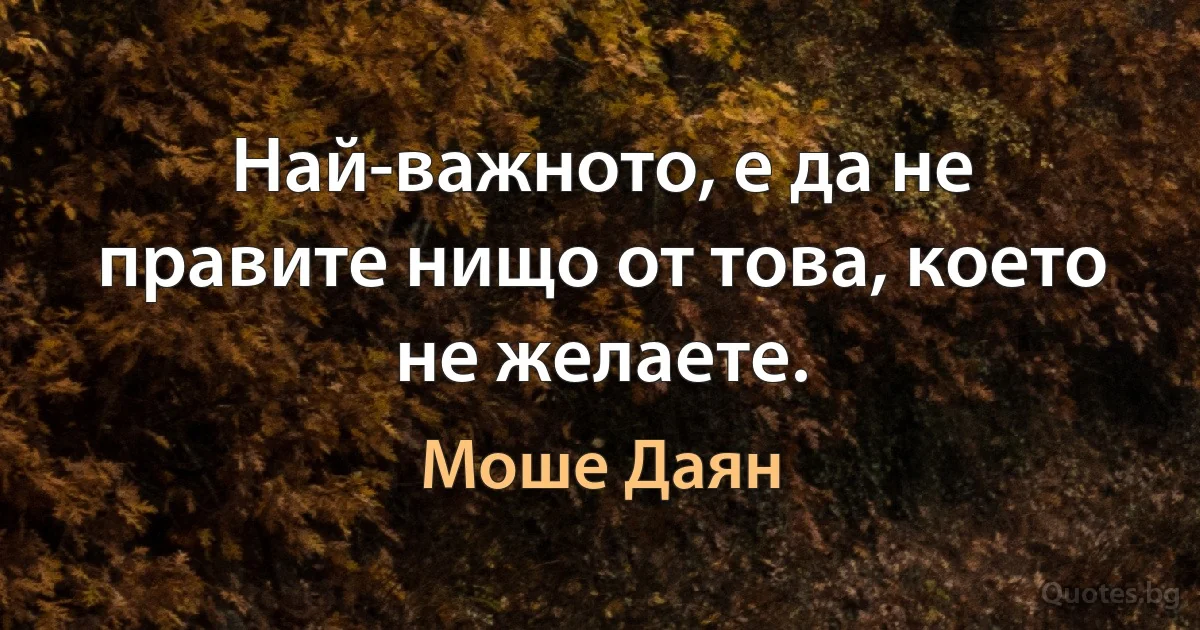 Най-важното, е да не правите нищо от това, което не желаете. (Моше Даян)