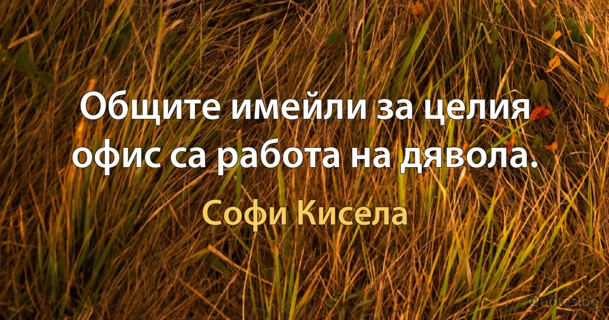 Общите имейли за целия офис са работа на дявола. (Софи Кисела)