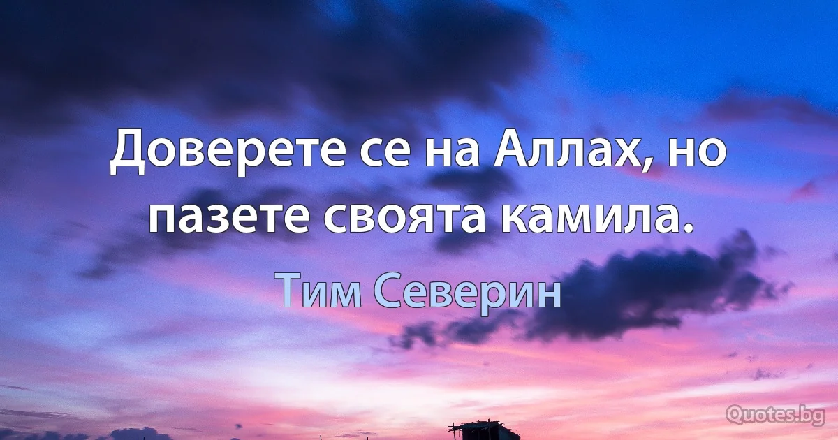 Доверете се на Аллах, но пазете своята камила. (Тим Северин)