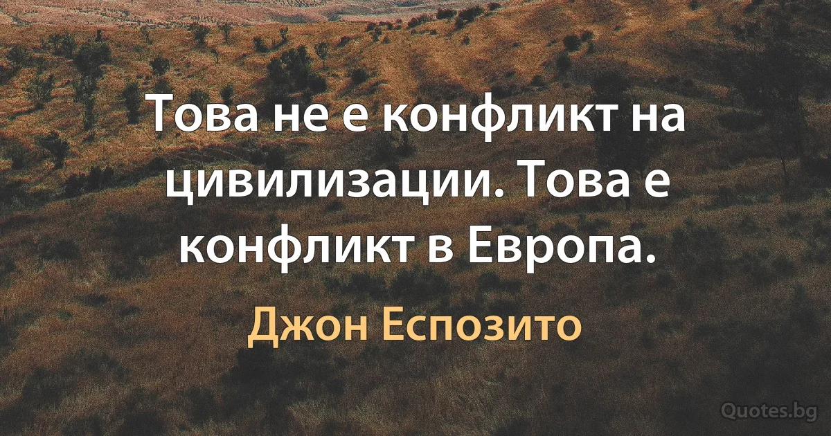 Това не е конфликт на цивилизации. Това е конфликт в Европа. (Джон Еспозито)