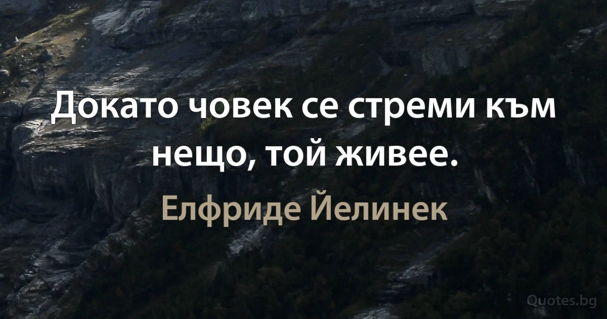 Докато човек се стреми към нещо, той живее. (Елфриде Йелинек)