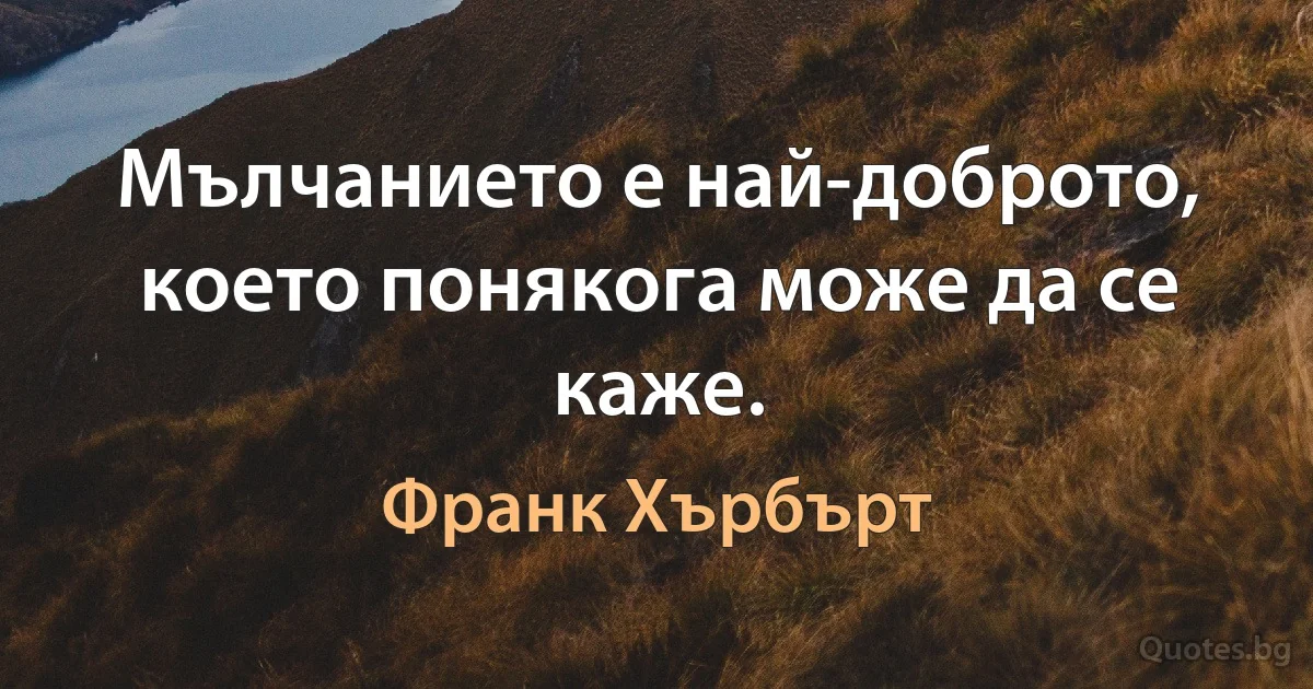 Мълчанието е най-доброто, което понякога може да се каже. (Франк Хърбърт)