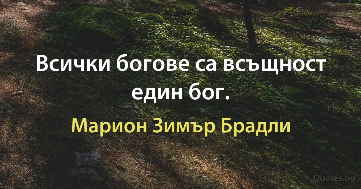 Всички богове са всъщност един бог. (Марион Зимър Брадли)