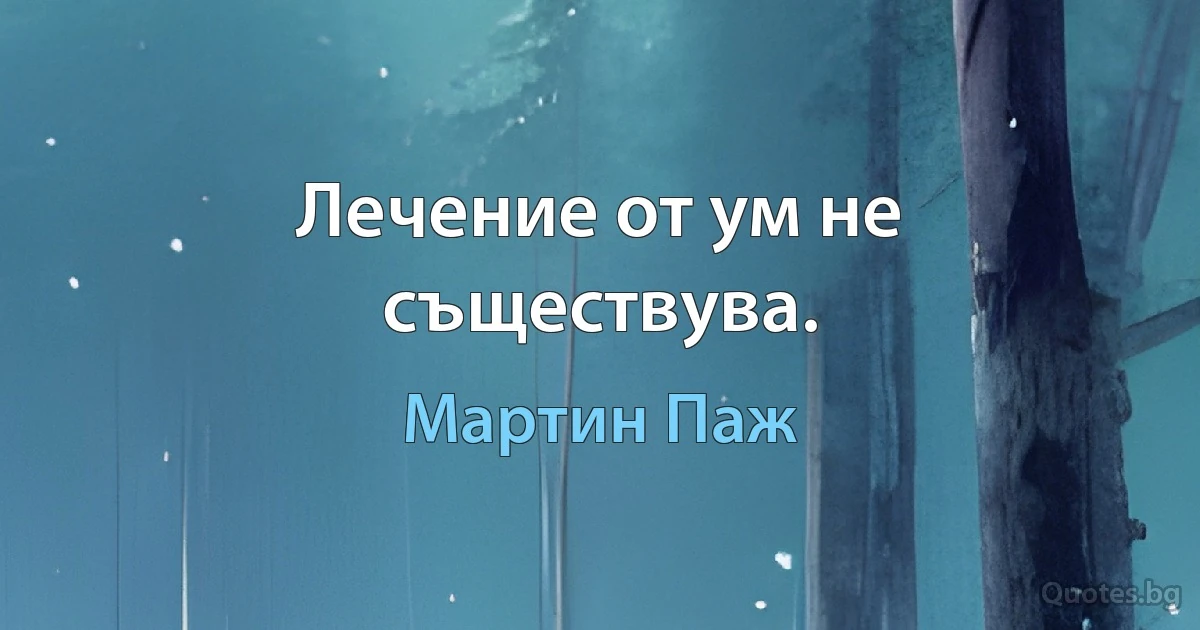 Лечение от ум не съществува. (Мартин Паж)