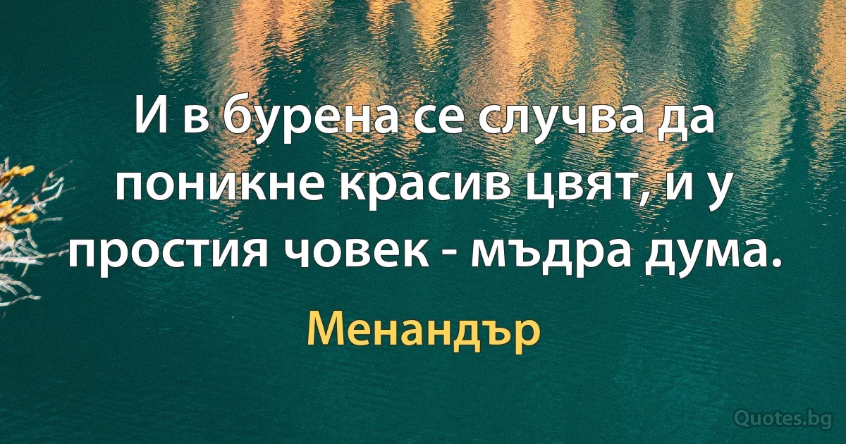 И в бурена се случва да поникне красив цвят, и у простия човек - мъдра дума. (Менандър)