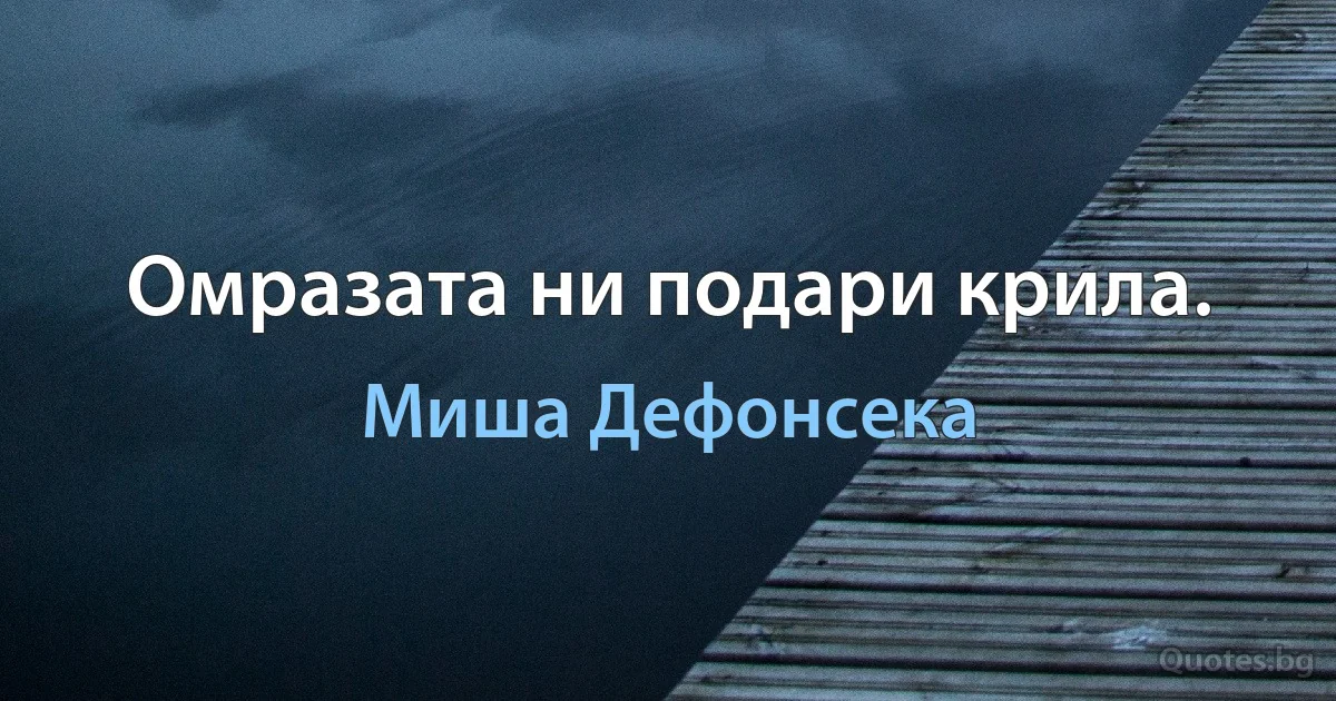 Омразата ни подари крила. (Миша Дефонсека)