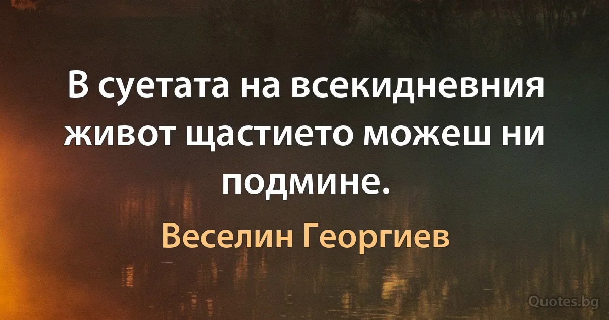 В суетата на всекидневния живот щастието можеш ни подмине. (Веселин Георгиев)