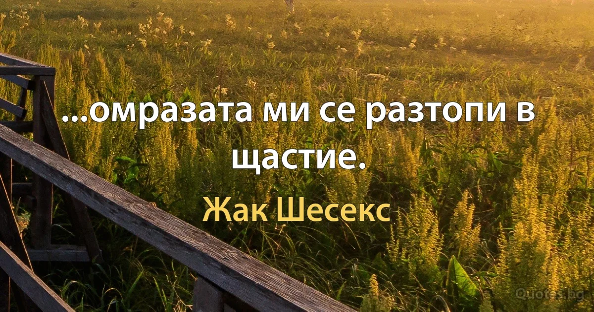 ...омразата ми се разтопи в щастие. (Жак Шесекс)