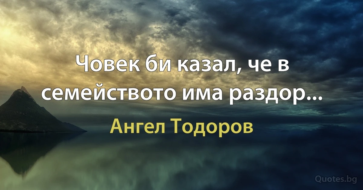 Човек би казал, че в семейството има раздор... (Ангел Тодоров)