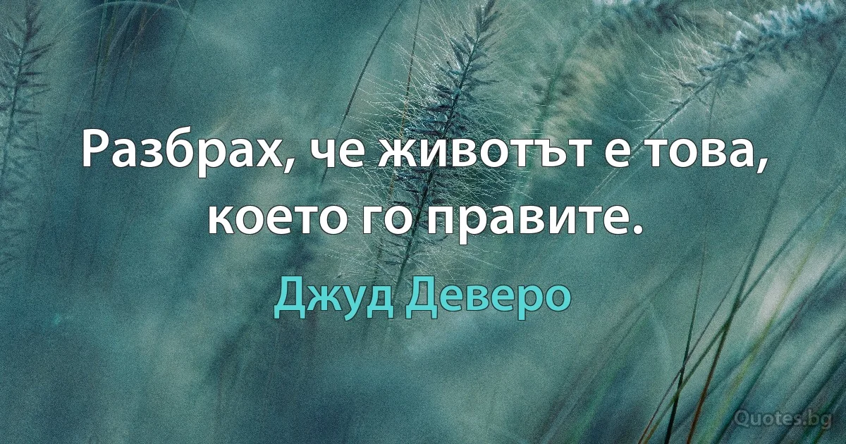 Разбрах, че животът е това, което го правите. (Джуд Деверо)