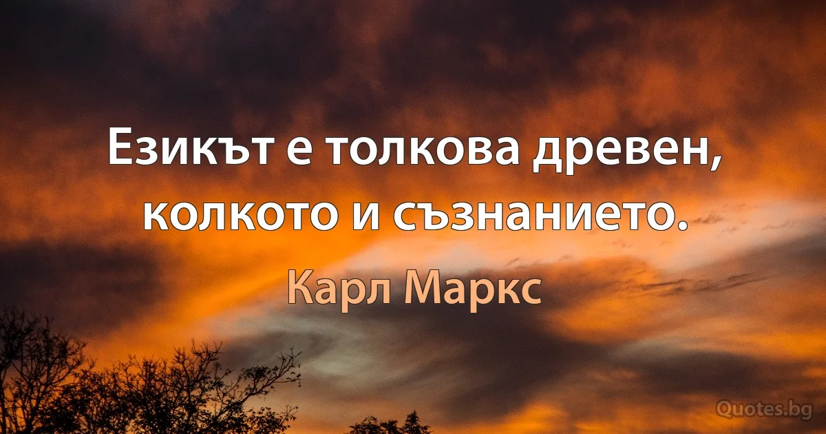 Езикът е толкова древен, колкото и съзнанието. (Карл Маркс)