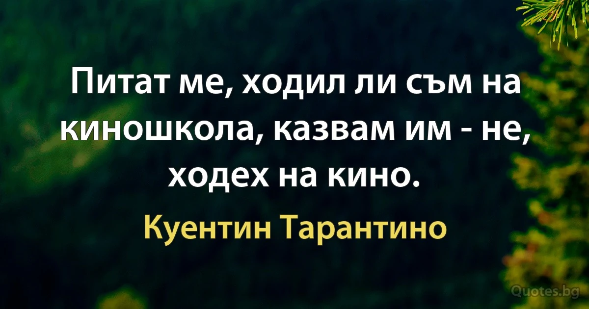 Питат ме, ходил ли съм на киношкола, казвам им - не, ходех на кино. (Куентин Тарантино)