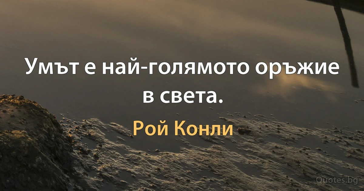 Умът е най-голямото оръжие в света. (Рой Конли)