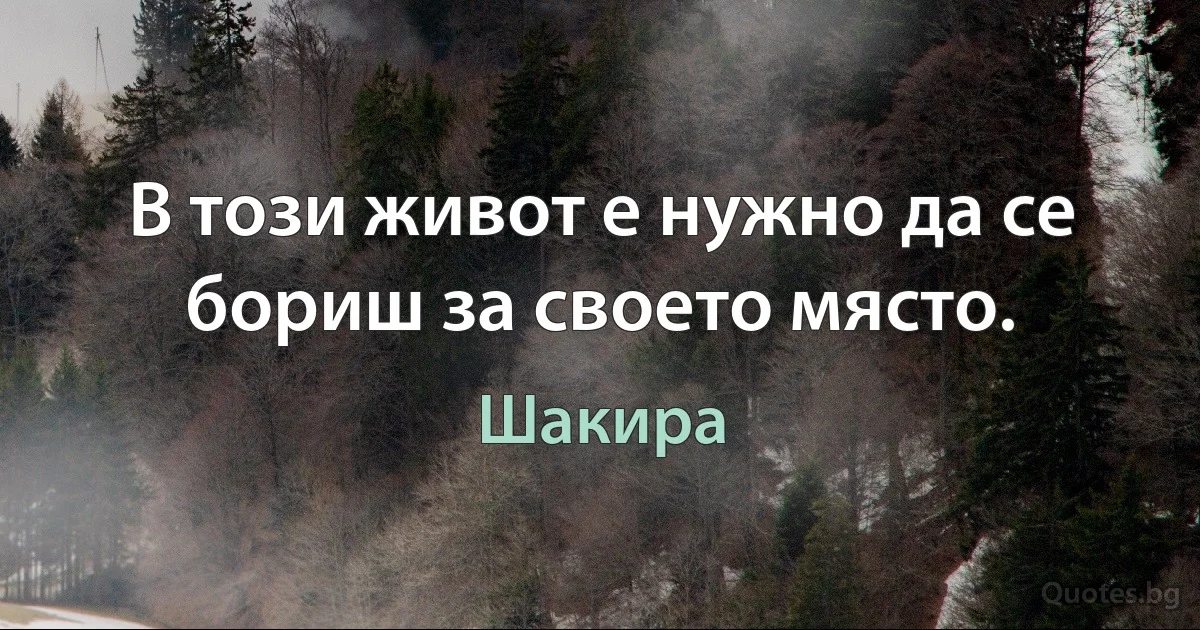 В този живот е нужно да се бориш за своето място. (Шакира)