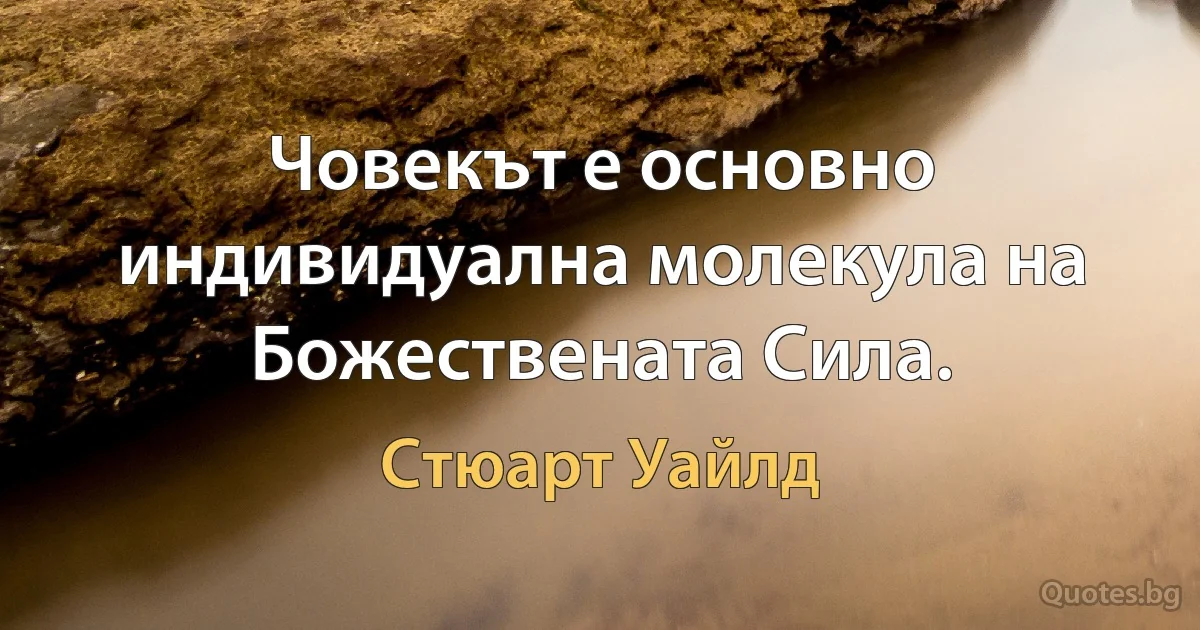 Човекът е основно индивидуална молекула на Божествената Сила. (Стюарт Уайлд)