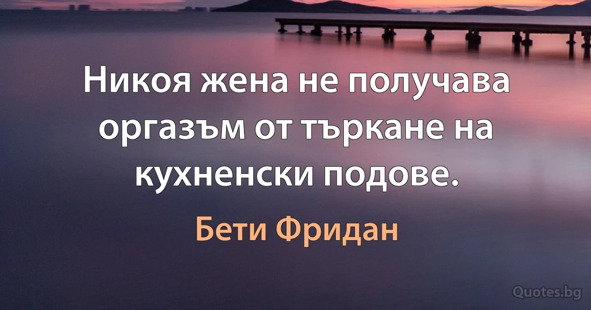 Никоя жена не получава оргазъм от търкане на кухненски подове. (Бети Фридан)