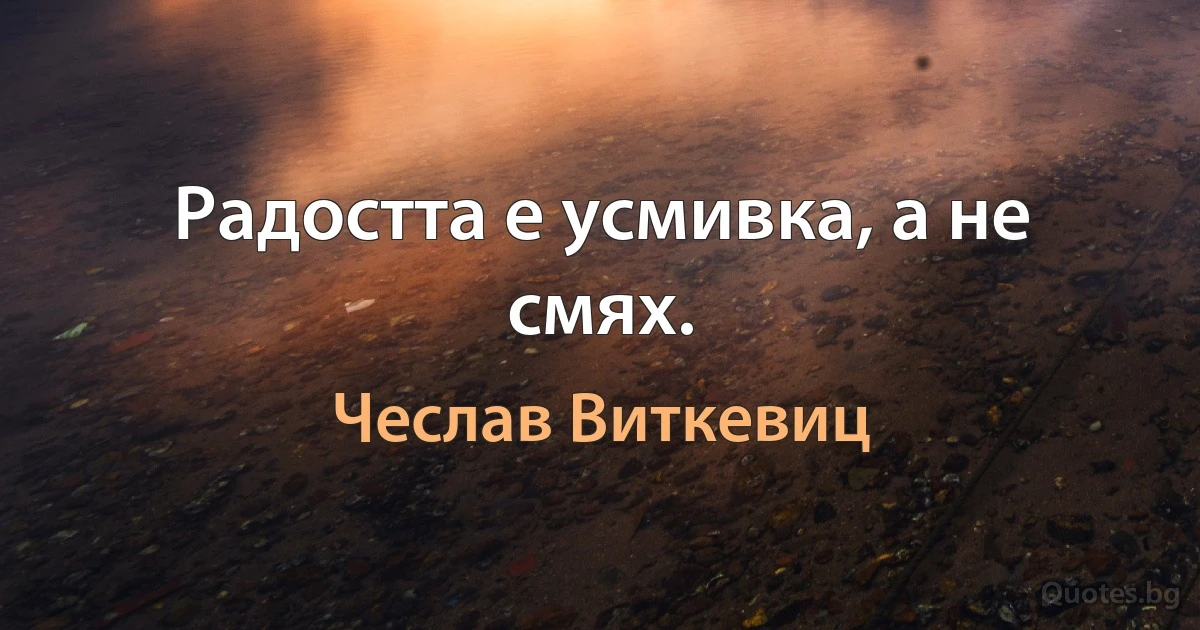 Радостта е усмивка, а не смях. (Чеслав Виткевиц)