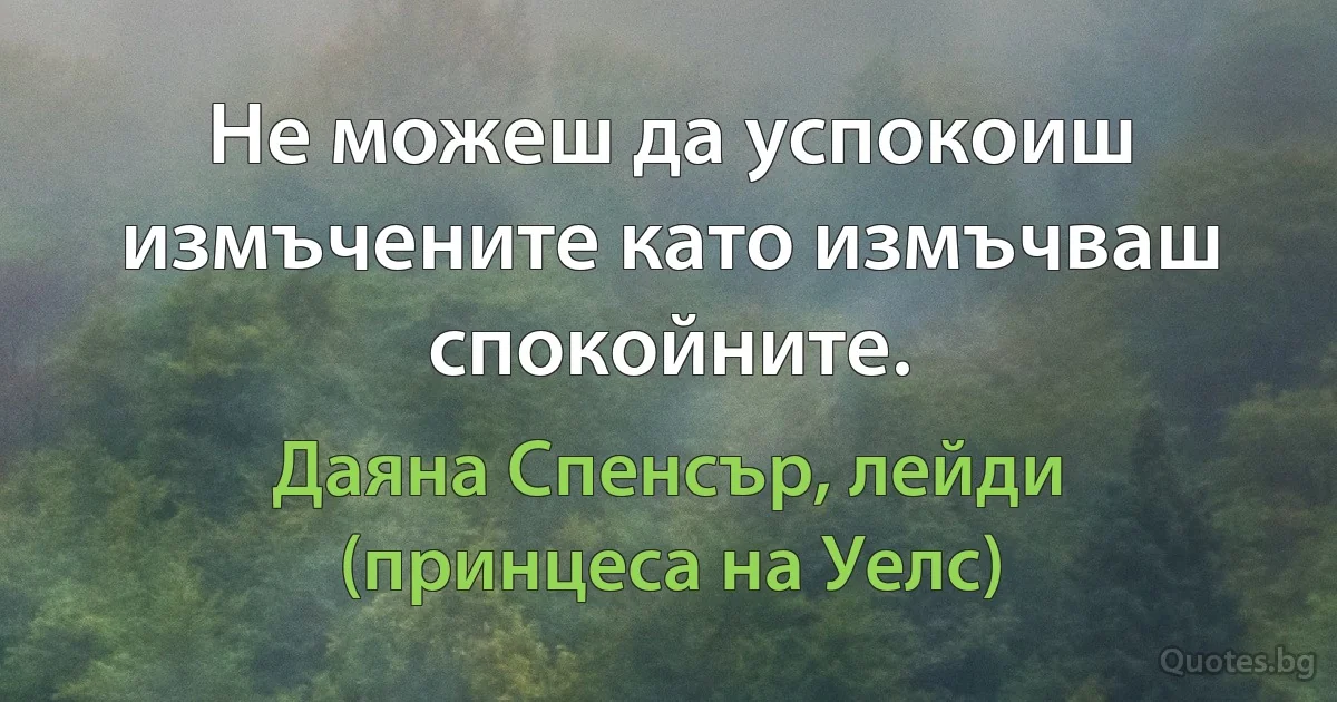 Не можеш да успокоиш измъчените като измъчваш спокойните. (Даяна Спенсър, лейди (принцеса на Уелс))