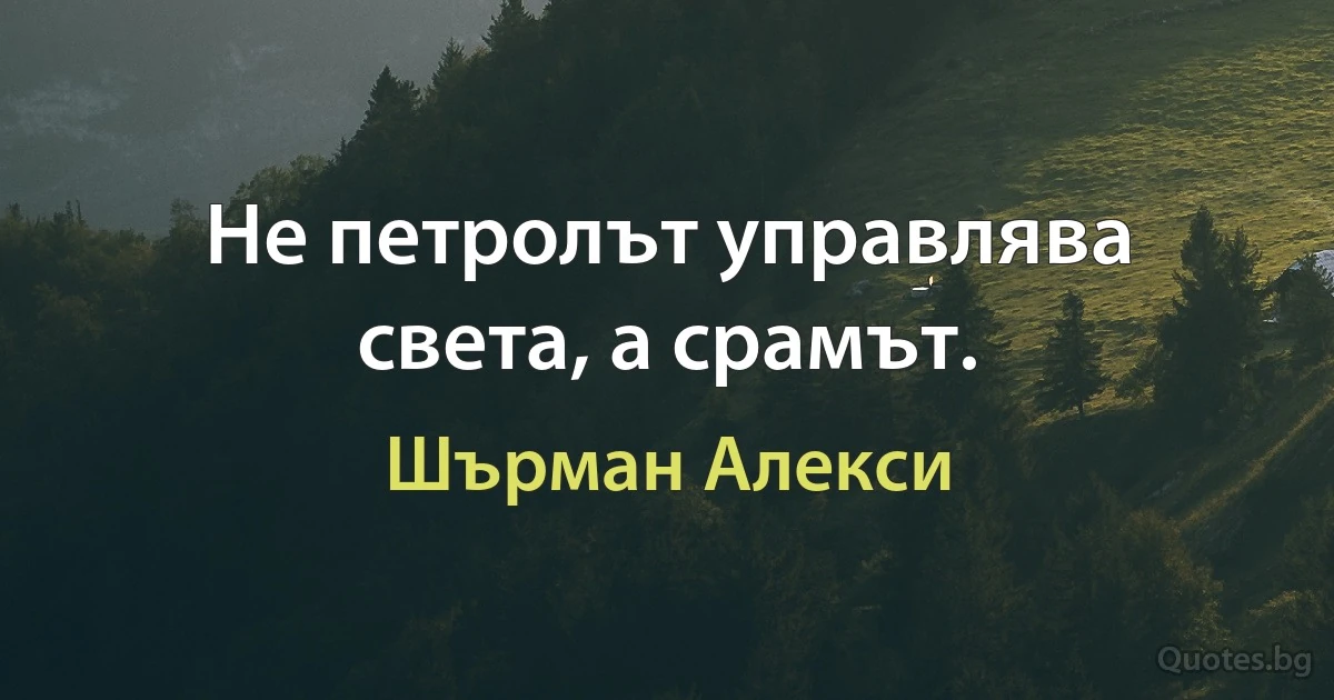 Не петролът управлява света, а срамът. (Шърман Алекси)