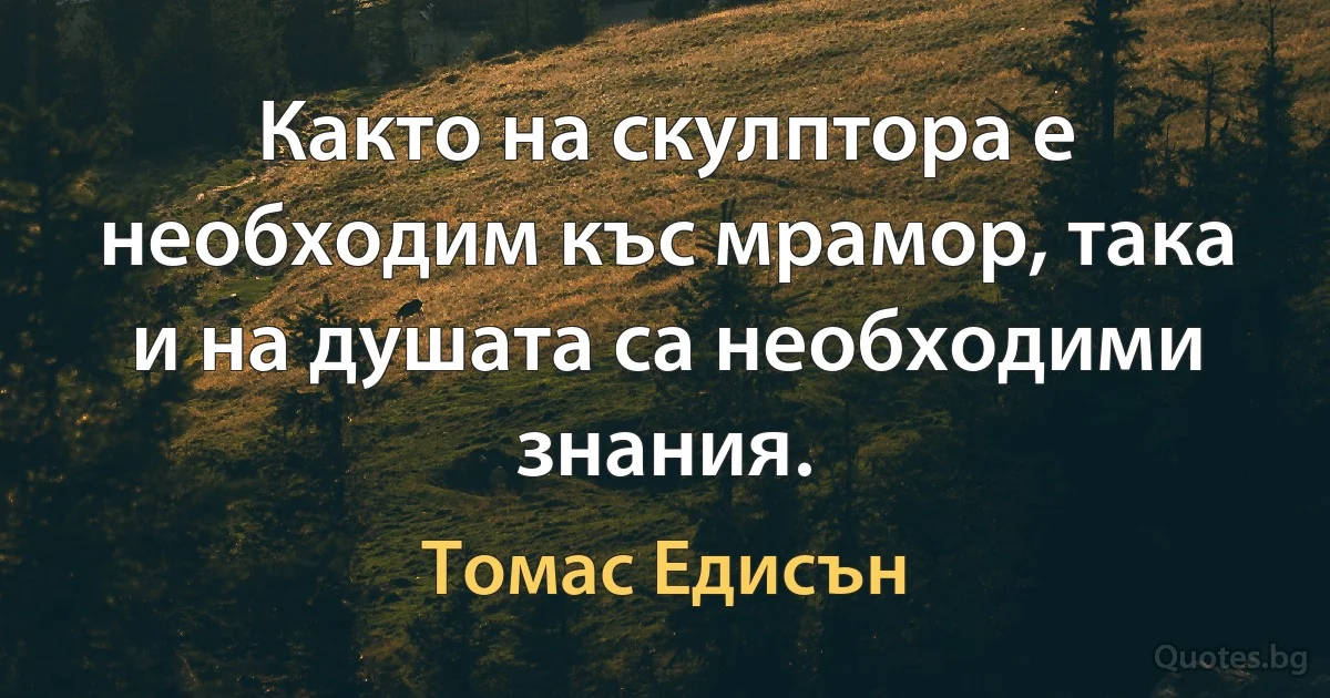 Както на скулптора е необходим къс мрамор, така и на душата са необходими знания. (Томас Едисън)