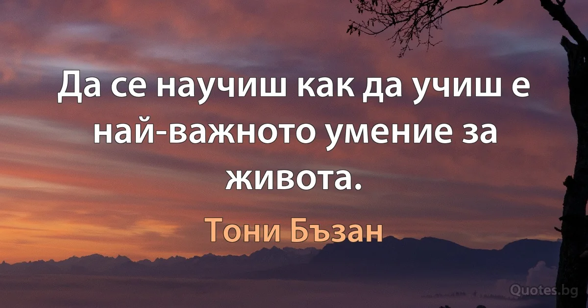 Да се научиш как да учиш е най-важното умение за живота. (Тони Бъзан)