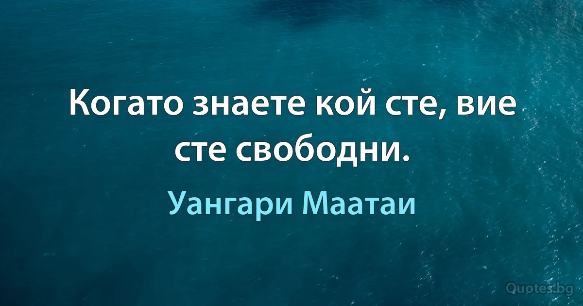 Когато знаете кой сте, вие сте свободни. (Уангари Маатаи)