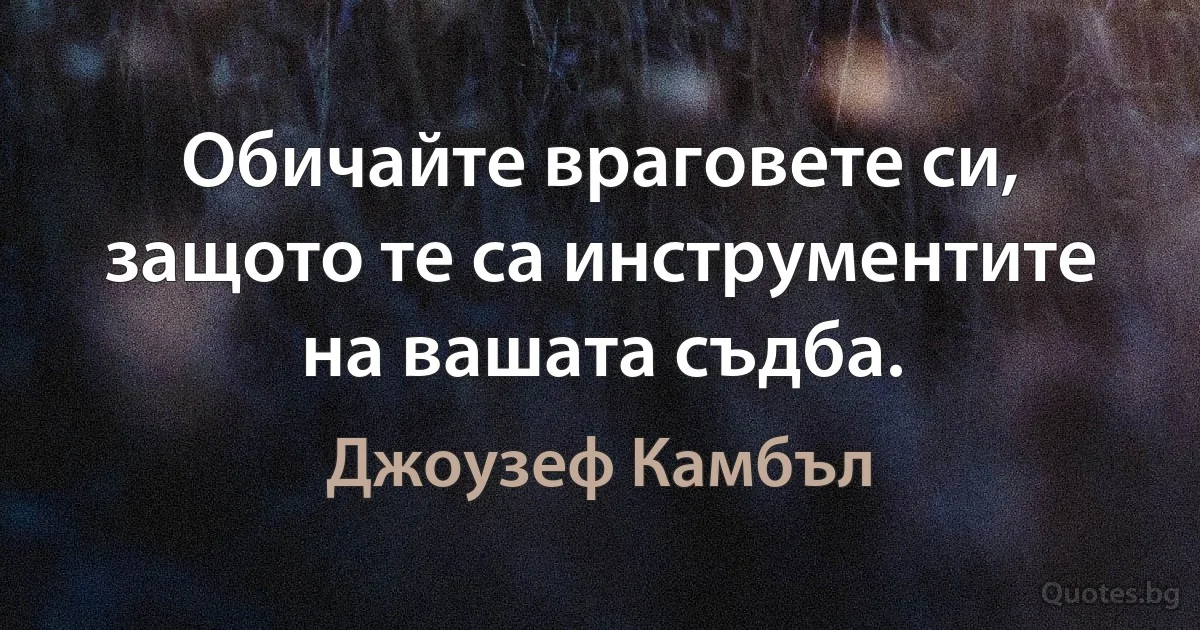 Обичайте враговете си, защото те са инструментите на вашата съдба. (Джоузеф Камбъл)