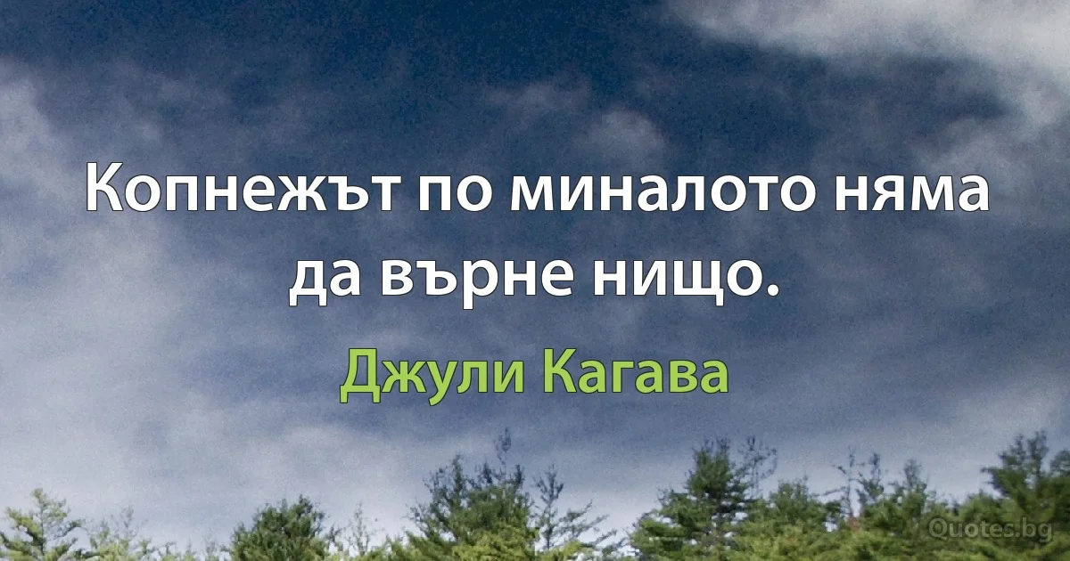 Копнежът по миналото няма да върне нищо. (Джули Кагава)