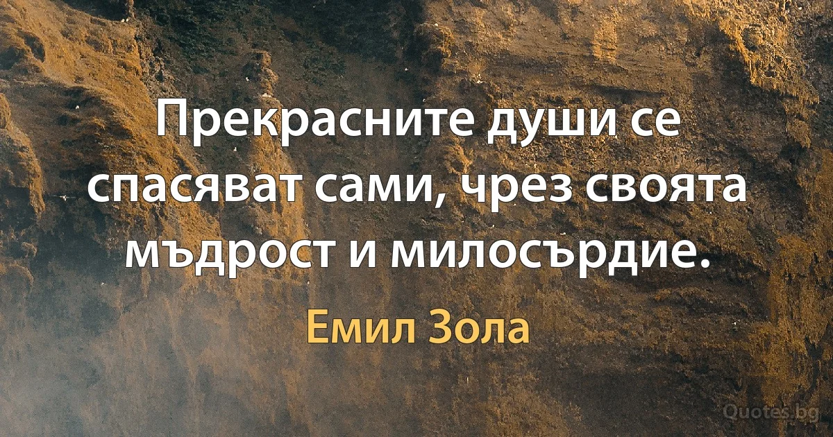 Прекрасните души се спасяват сами, чрез своята мъдрост и милосърдие. (Емил Зола)