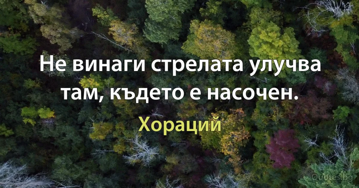 Не винаги стрелата улучва там, където е насочен. (Хораций)