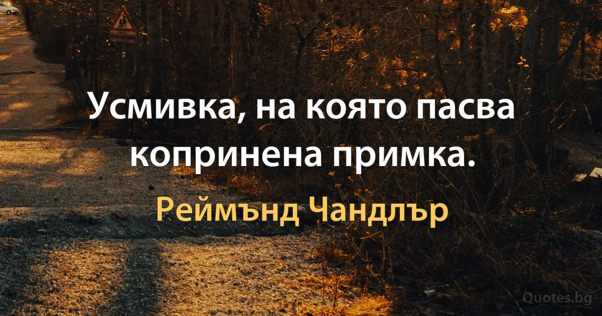 Усмивка, на която пасва копринена примка. (Реймънд Чандлър)