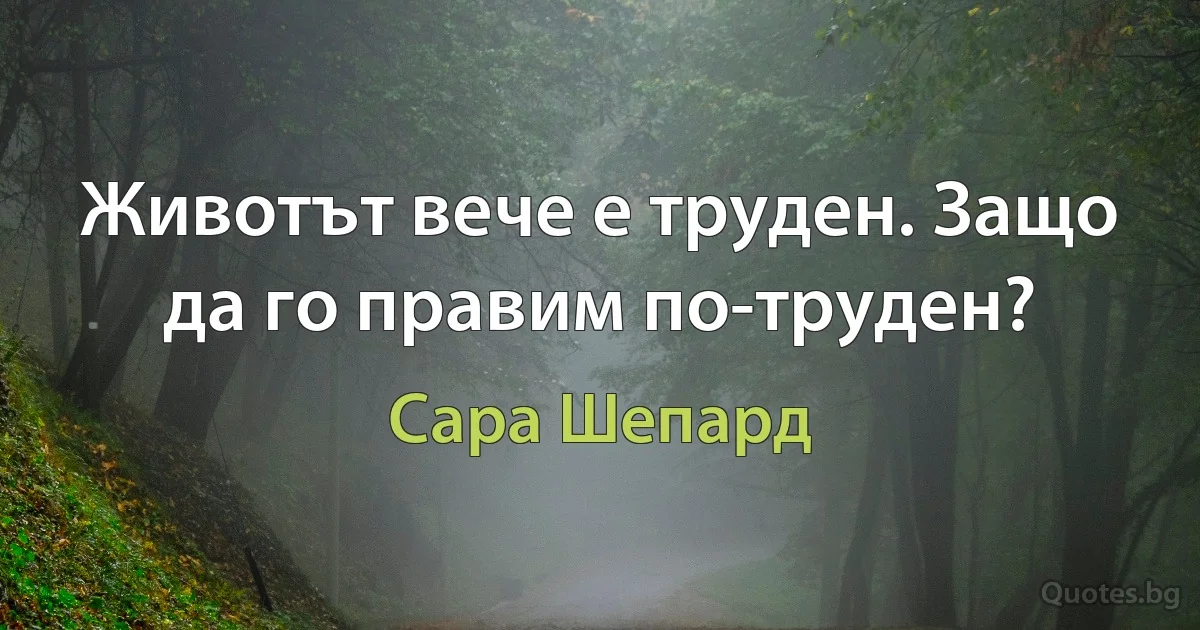 Животът вече е труден. Защо да го правим по-труден? (Сара Шепард)