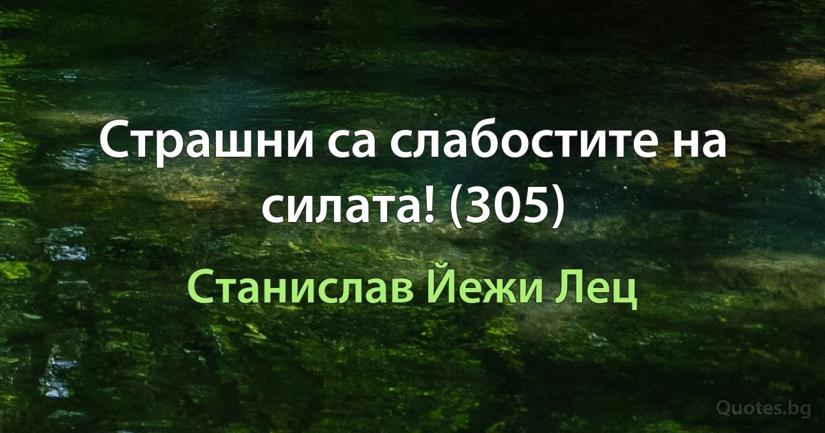 Страшни са слабостите на силата! (305) (Станислав Йежи Лец)