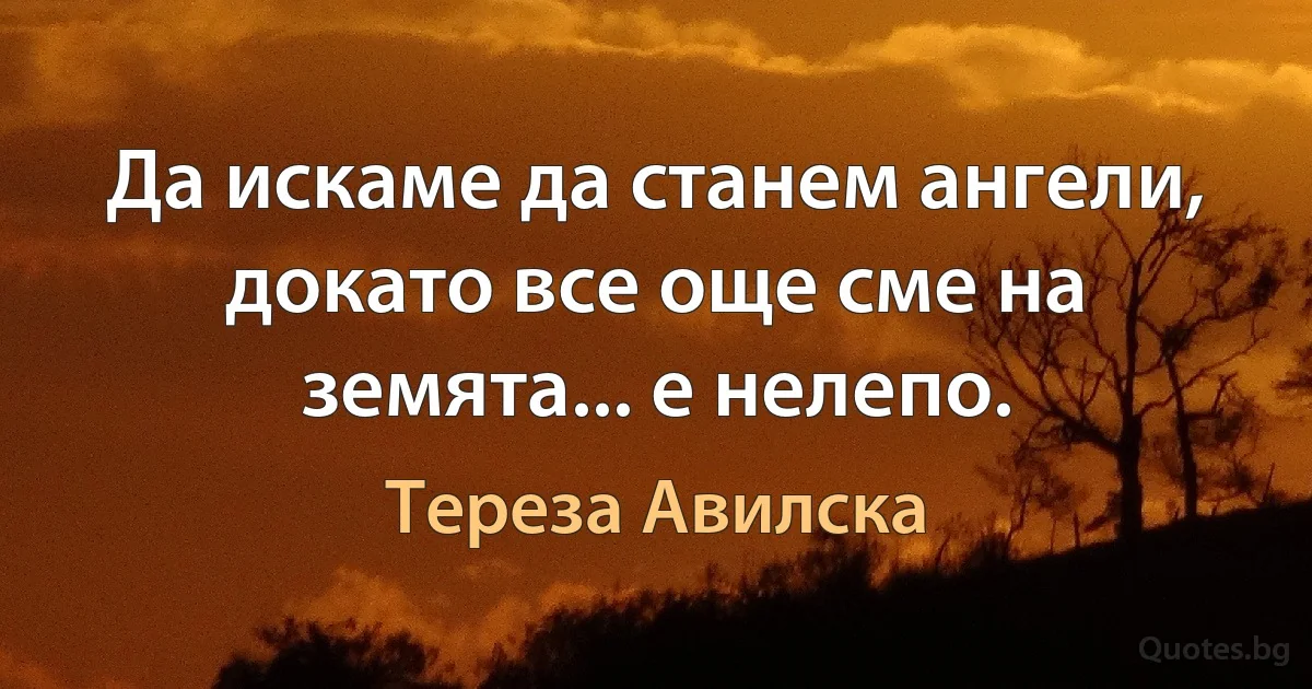 Да искаме да станем ангели, докато все още сме на земята... е нелепо. (Тереза Авилска)