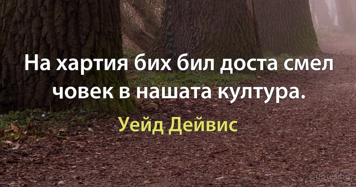 На хартия бих бил доста смел човек в нашата култура. (Уейд Дейвис)