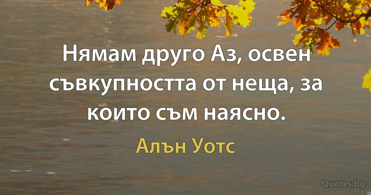 Нямам друго Аз, освен съвкупността от неща, за които съм наясно. (Алън Уотс)