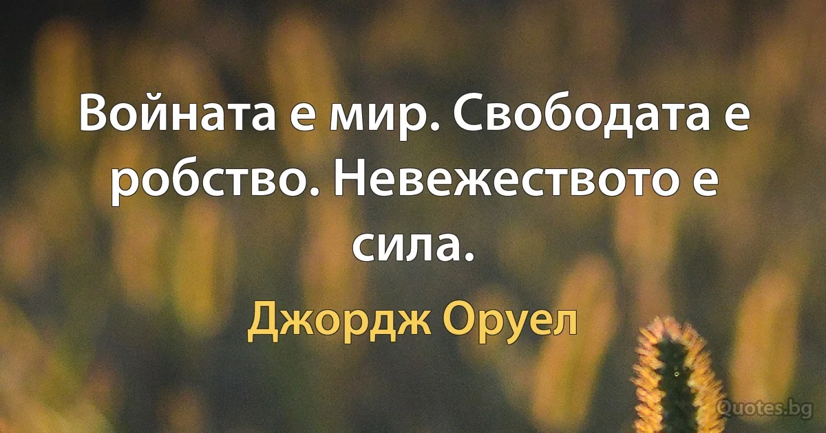 Войната е мир. Свободата е робство. Невежеството е сила. (Джордж Оруел)