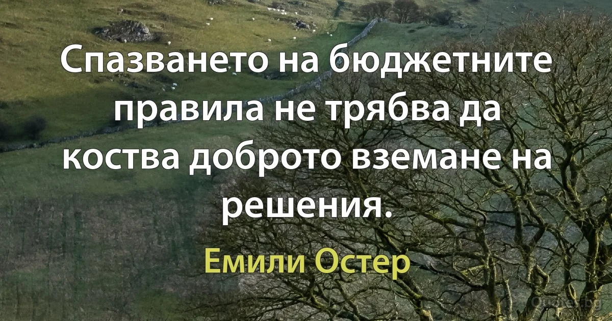 Спазването на бюджетните правила не трябва да коства доброто вземане на решения. (Емили Остер)