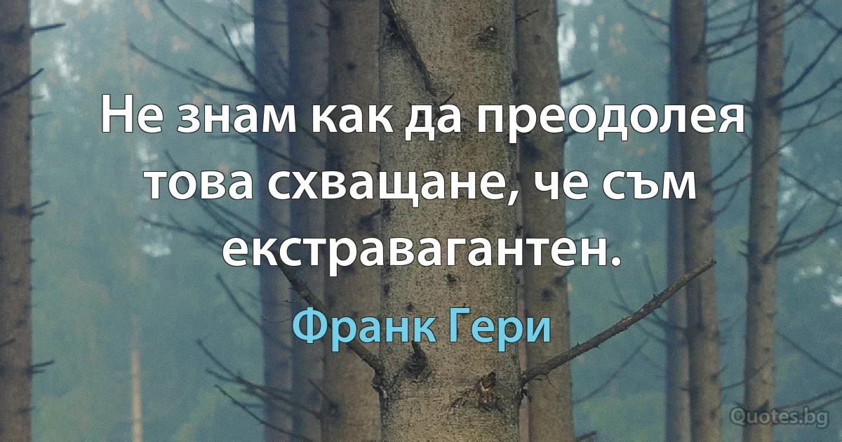 Не знам как да преодолея това схващане, че съм екстравагантен. (Франк Гери)