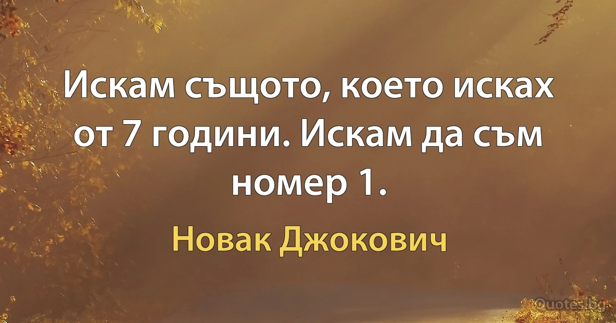 Искам същото, което исках от 7 години. Искам да съм номер 1. (Новак Джокович)