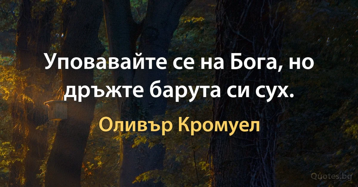 Уповавайте се на Бога, но дръжте барута си сух. (Оливър Кромуел)