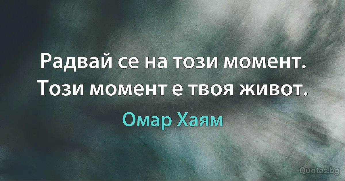 Радвай се на този момент. Този момент е твоя живот. (Омар Хаям)