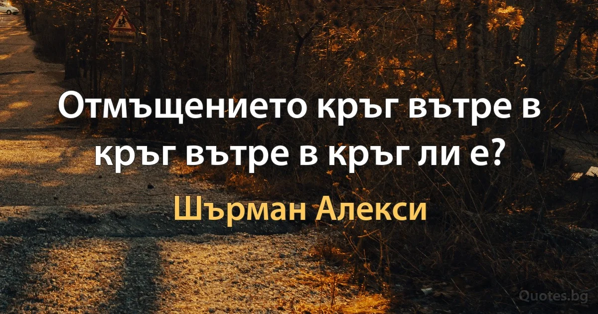 Отмъщението кръг вътре в кръг вътре в кръг ли е? (Шърман Алекси)