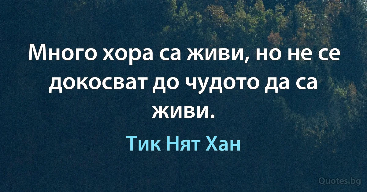 Много хора са живи, но не се докосват до чудото да са живи. (Тик Нят Хан)