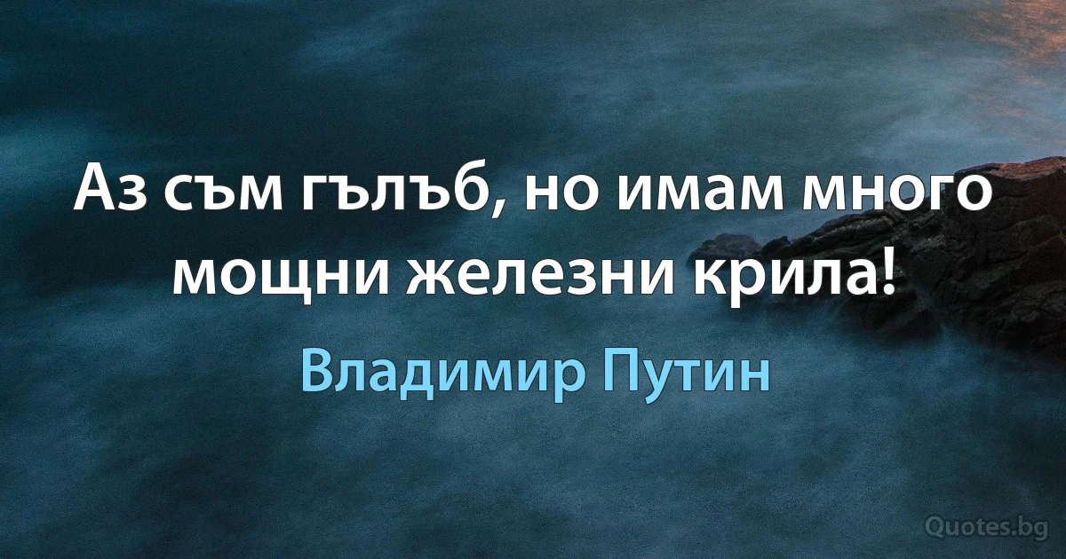 Аз съм гълъб, но имам много мощни железни крила! (Владимир Путин)