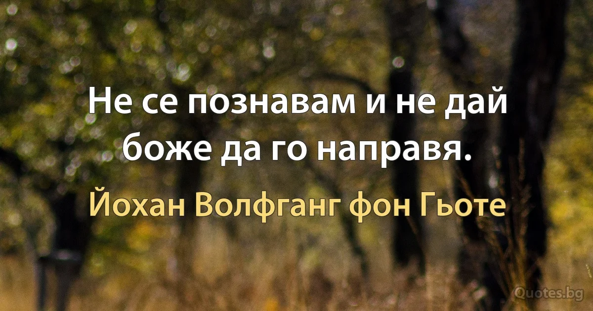 Не се познавам и не дай боже да го направя. (Йохан Волфганг фон Гьоте)