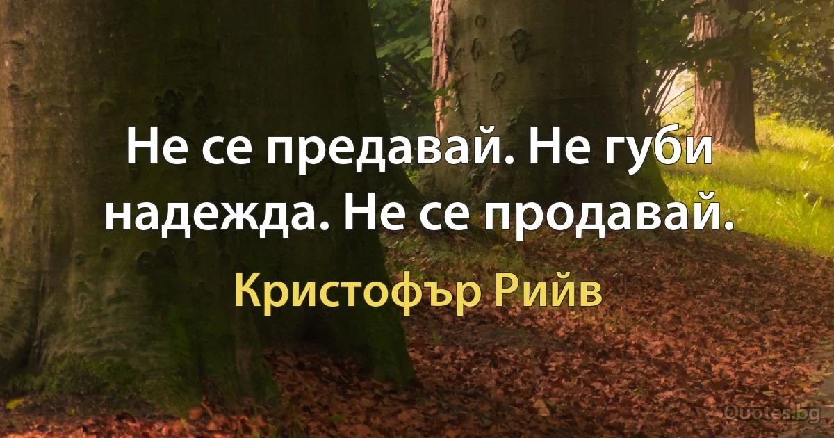 Не се предавай. Не губи надежда. Не се продавай. (Кристофър Рийв)