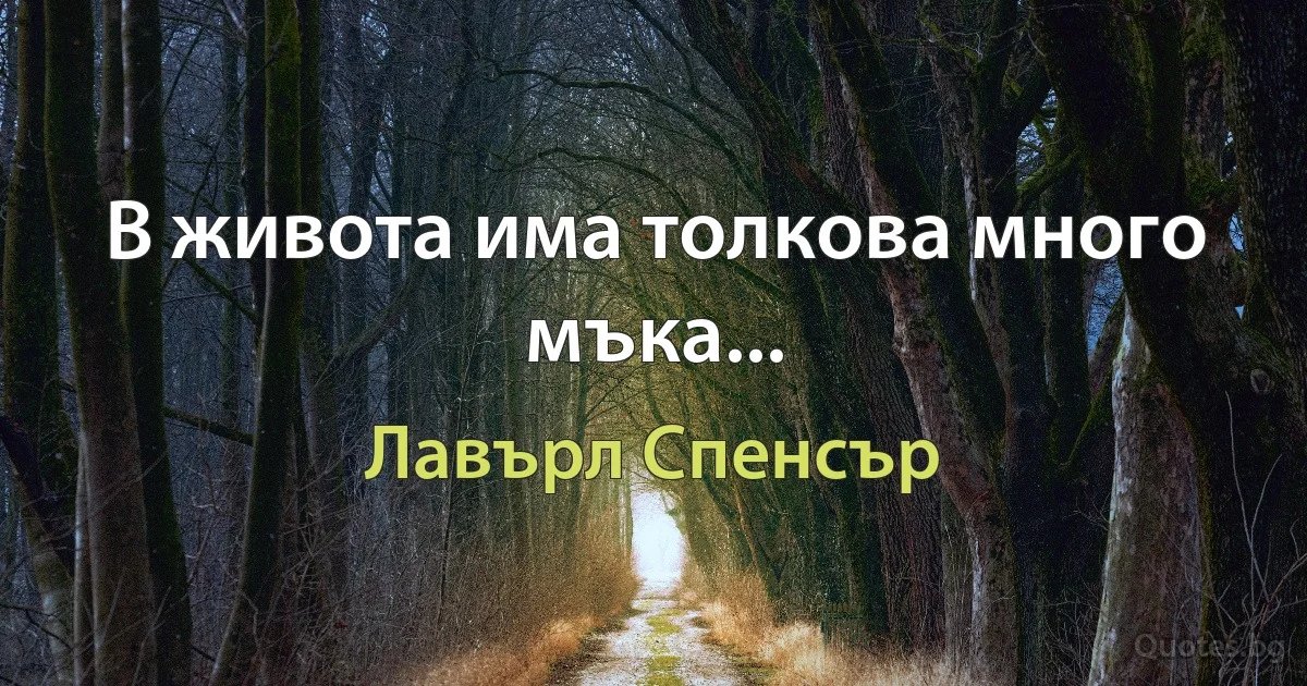 В живота има толкова много мъка... (Лавърл Спенсър)